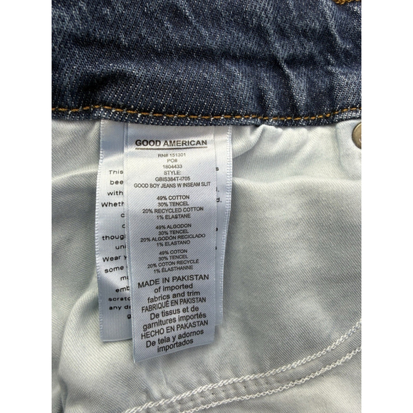 Good American Good Boy Split Hem High Waisted Straight Leg Jeans 15 Plus - Picture 9 of 11